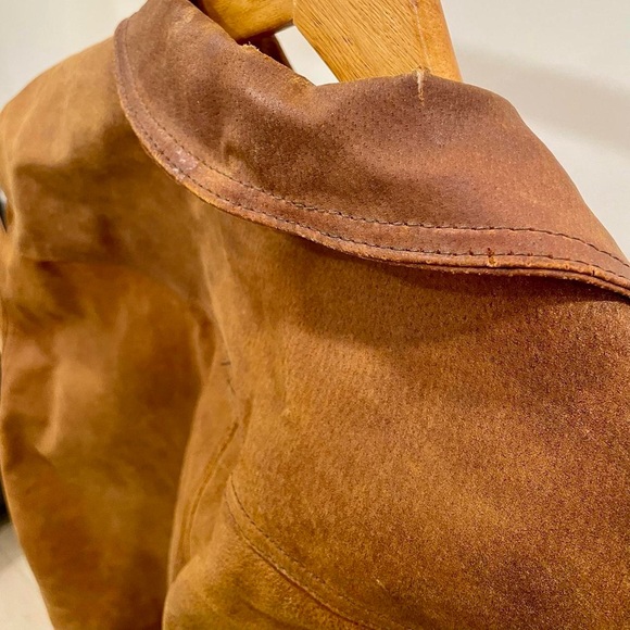 Vintage Leather Aviator Bomber Flight Jacket Coat in Cognac Brown - Picture 6 of 8